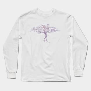 Quiet Acacia Zen Tree , Earthy African Bonsai Peace Lavendar Purple Long Sleeve T-Shirt